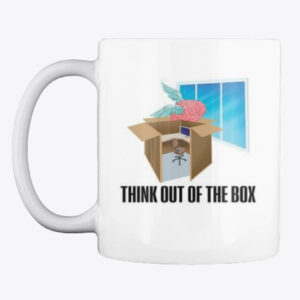 THINK OUT OF THE BOX mug