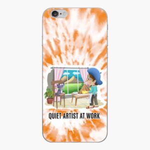 Orange tie-dye QUIET ARTIST AT WORK iPhone Skin
